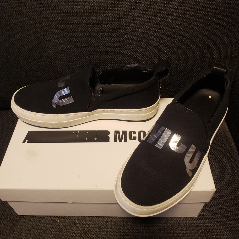 Alexander McQueen Black and Silver Slip-On Loafers